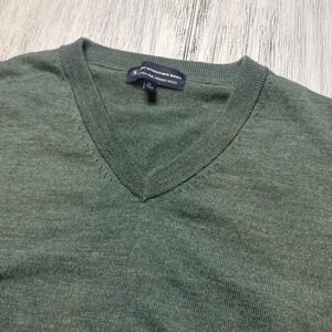 Hart Schaffner Marx Mens XL Olive Green Extra Fine Merino Wool V-Neck Sweater